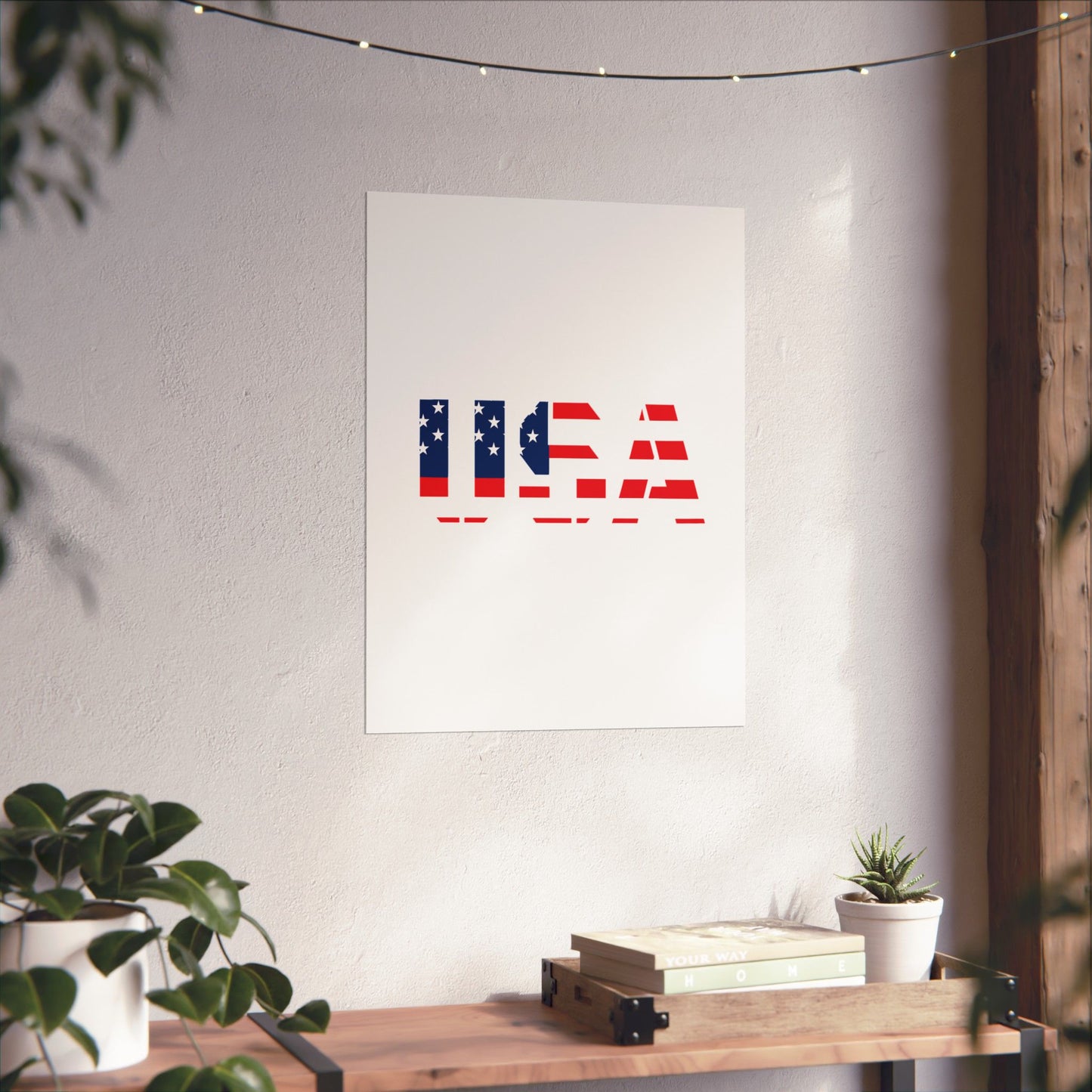 USA Patriotic Wall Art Poster, Red White Blue Home Decor, Fourth of July Decoration, American Flag Art, Independence Day Gift