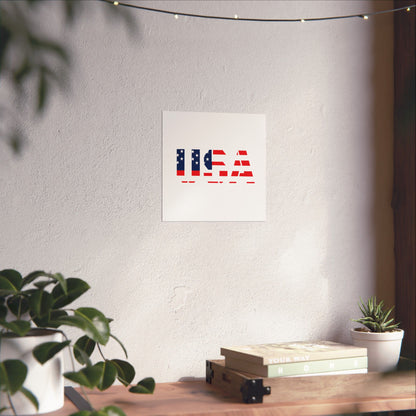 USA Patriotic Wall Art Poster, Red White Blue Home Decor, Fourth of July Decoration, American Flag Art, Independence Day Gift