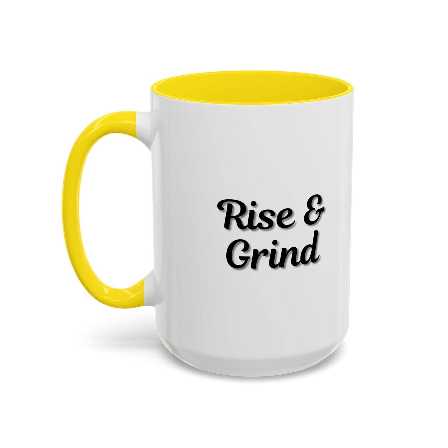 Motivational Rise & Grind Coffee Mug, Black Accent Mug, Daily Inspiration, Gift for Coffee Lovers, 11oz 15oz Ceramic Cup