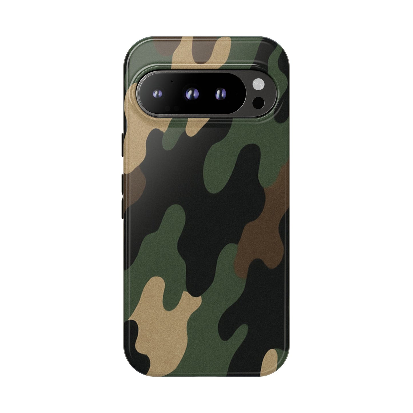 Military green camo tough phone case by Printify, rugged protective cover for smartphones with a durable design.