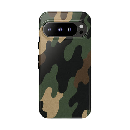 Military green camo tough phone case by Printify, rugged protective cover for smartphones with a durable design.