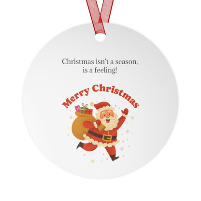 Merry Christmas Santa with Sack metal ornament | Bell shaped holiday decoration - TRV