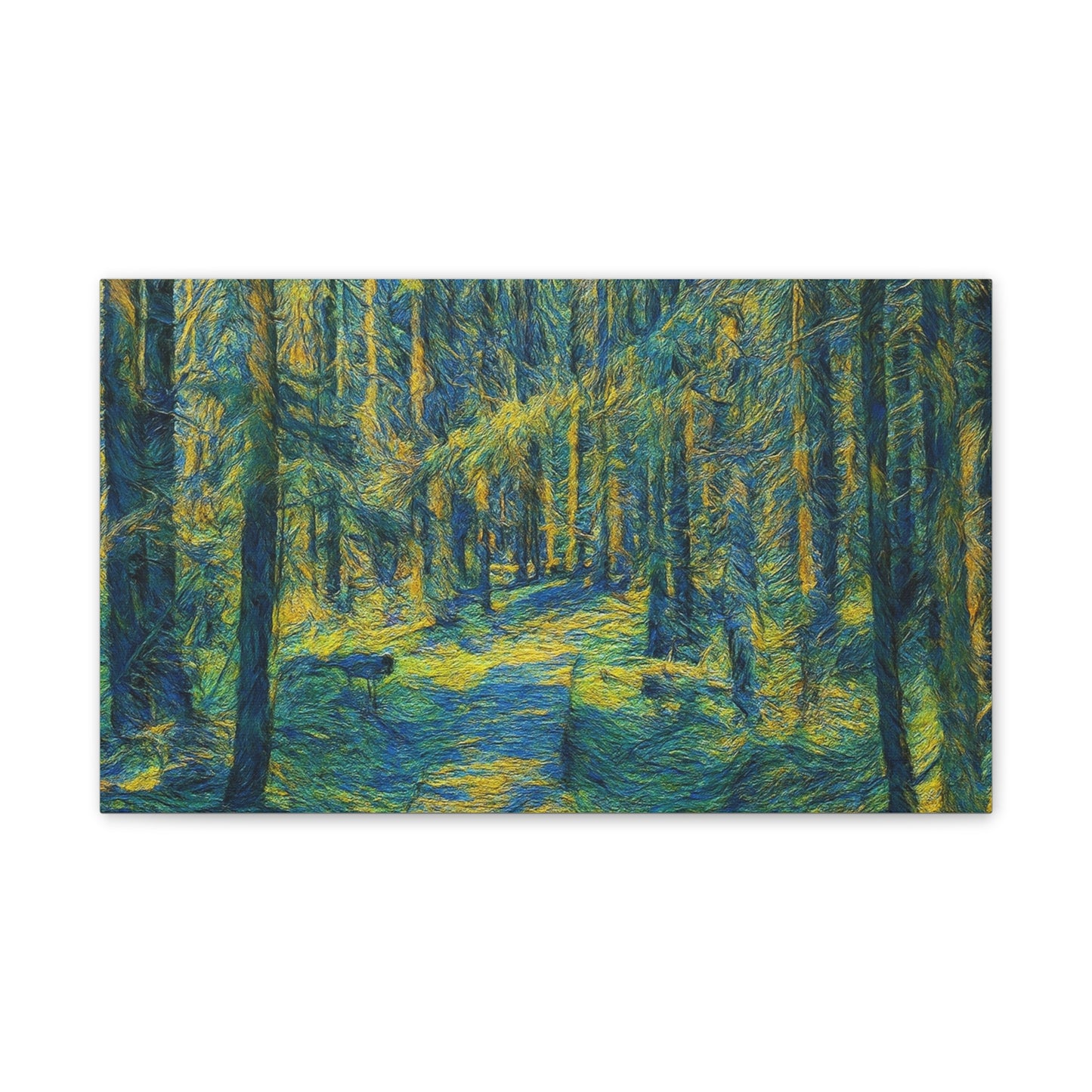 Sunlit Forest Path Canvas — Impressionist Woodland Wall Art