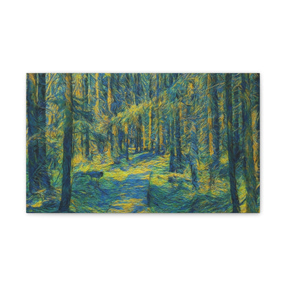 Sunlit Forest Path Canvas — Impressionist Woodland Wall Art