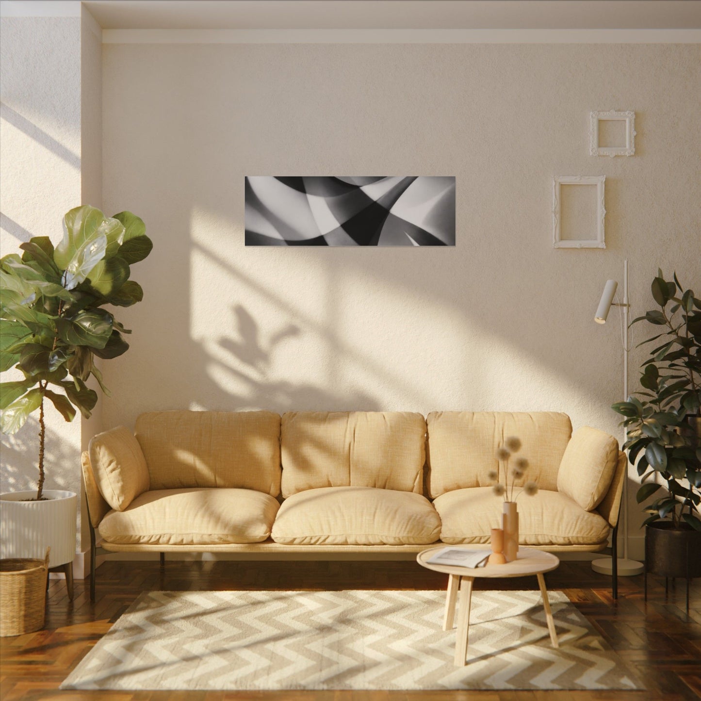 Abstract Black and White Swirl Matte Canvas