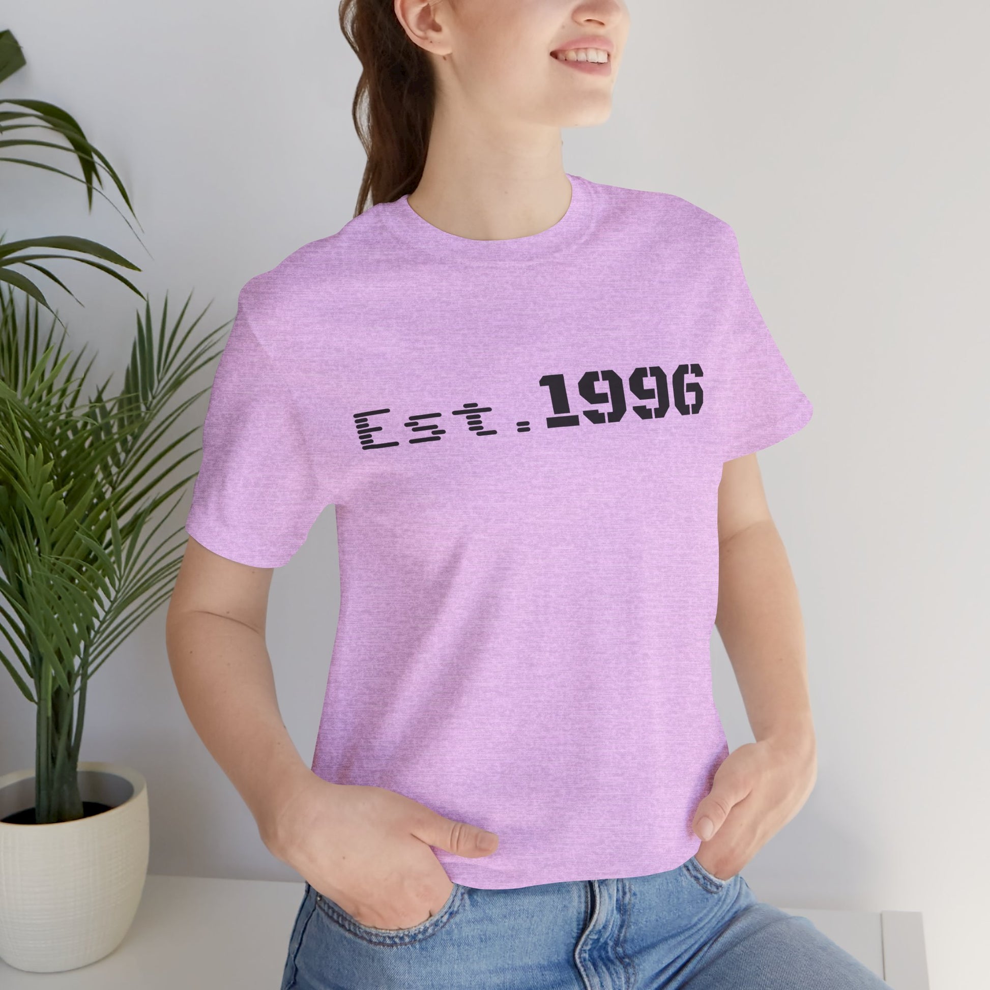 Vintage Est. 1996 T-shirt by Printify featuring retro design, perfect for birthday gifts and celebrating birth years.