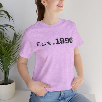 Vintage Est. 1996 T-shirt by Printify featuring retro design, perfect for birthday gifts and celebrating birth years.