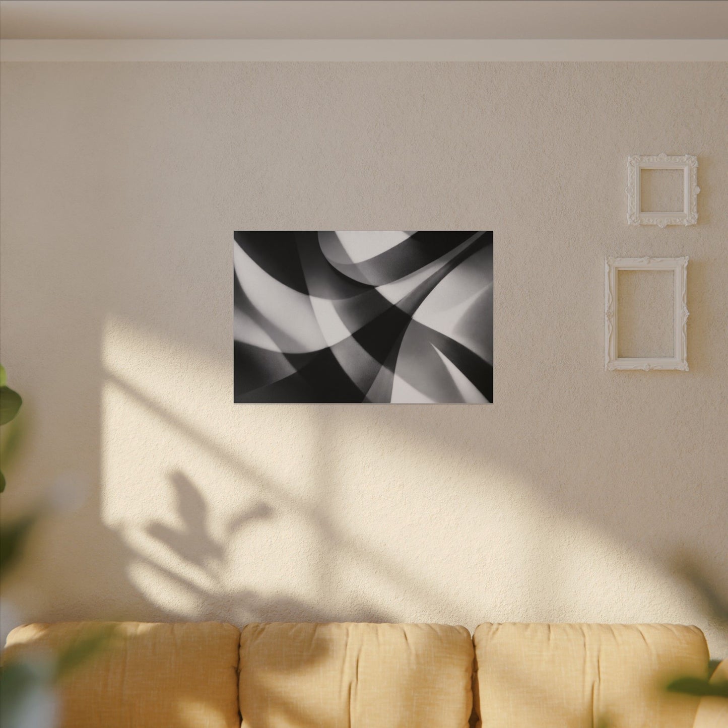 Abstract Black and White Swirl Matte Canvas