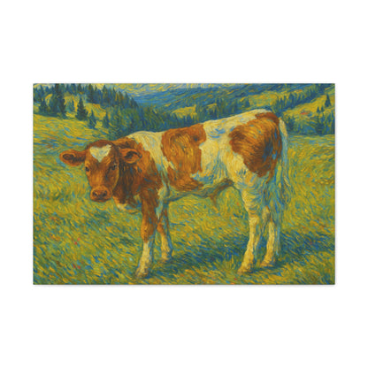 Cow Art Canvas Print, Rustic Farmhouse Decor, Animal Lover Gift, Country Wall Art, Thoughtful Homewarming - TRV