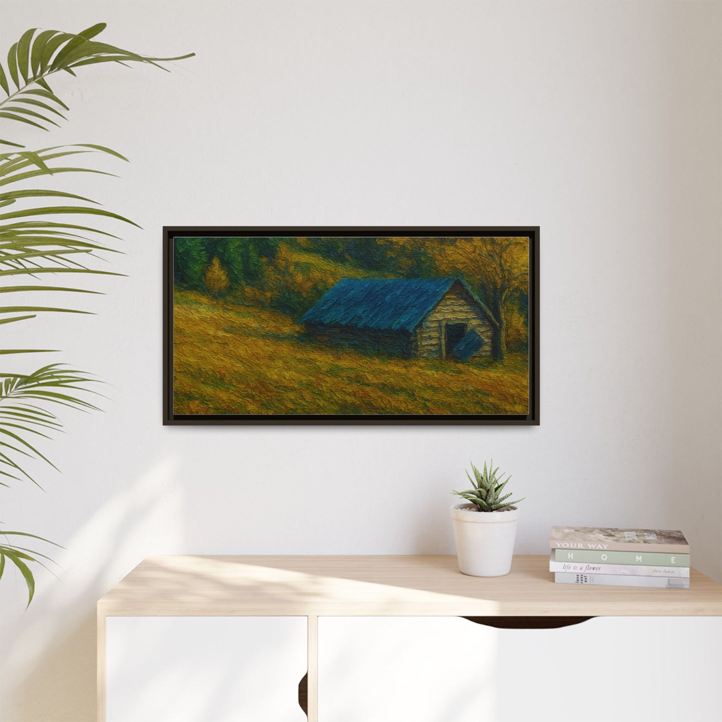 Framed Matte Canvas Print, Rustic Artwork, Farmhouse Decor, Nature Wall Art, Gift for Home, Autumn Decor, Landscape Painting