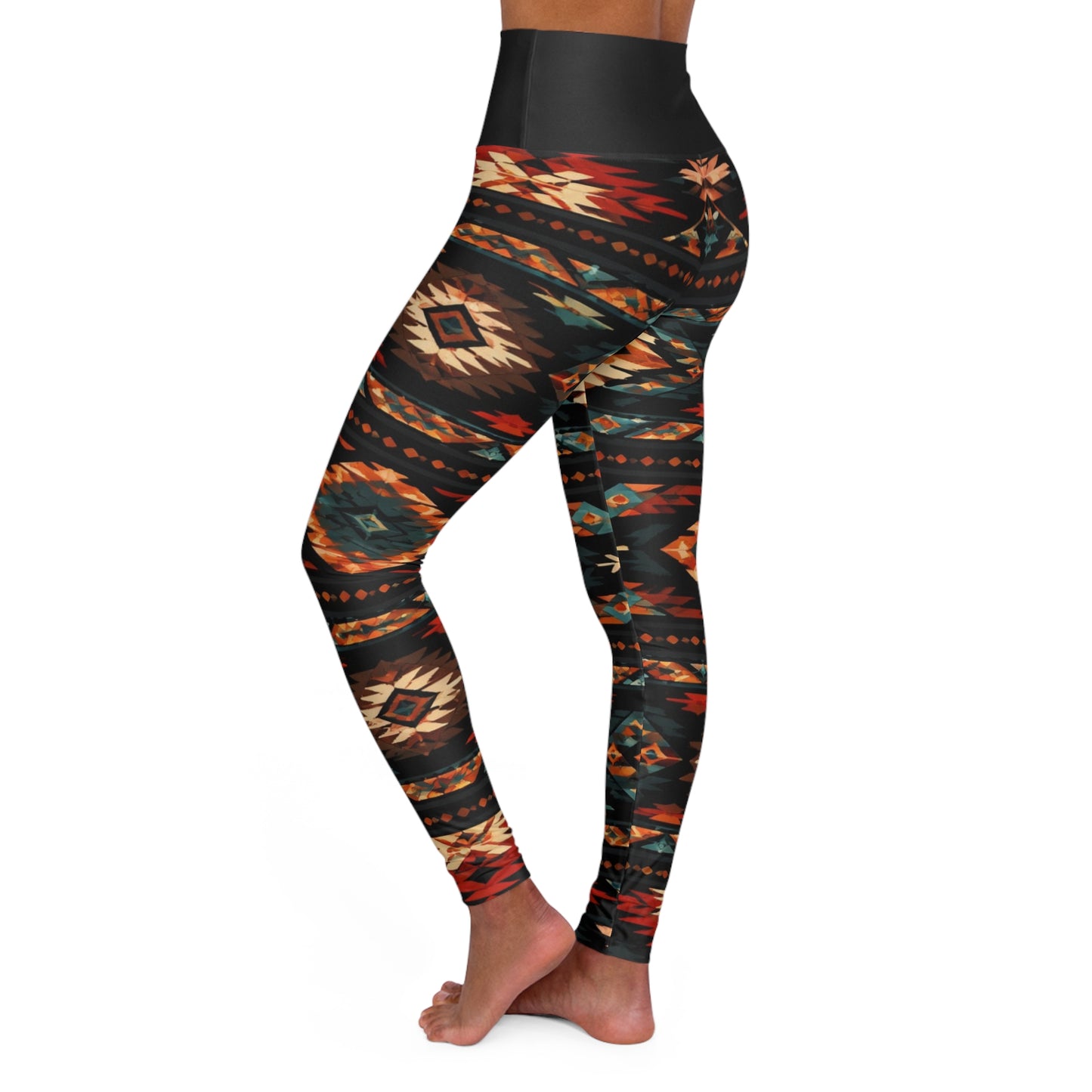 Southwestern Aztec Pattern High Waisted Leggings | Tribal Yoga Leggings