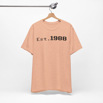 Est. 1988 Unisex Jersey Tee, Vintage Birthday Shirt, Casual Everyday Wear, Gift for Him or Her, Anniversary Celebration Tee