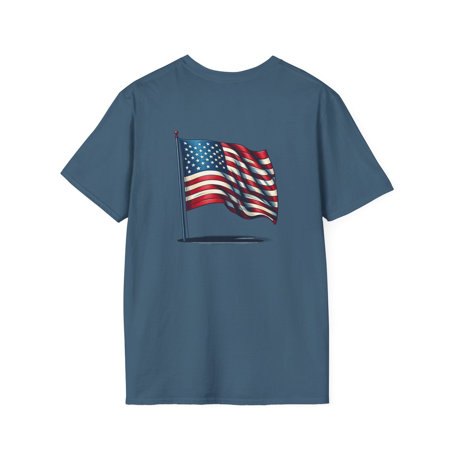 Patriotic Unisex Softstyle T-Shirt, American Flag Tee, USA Pride Shirt, Perfect for Independence Day, Casual Wear - TRV