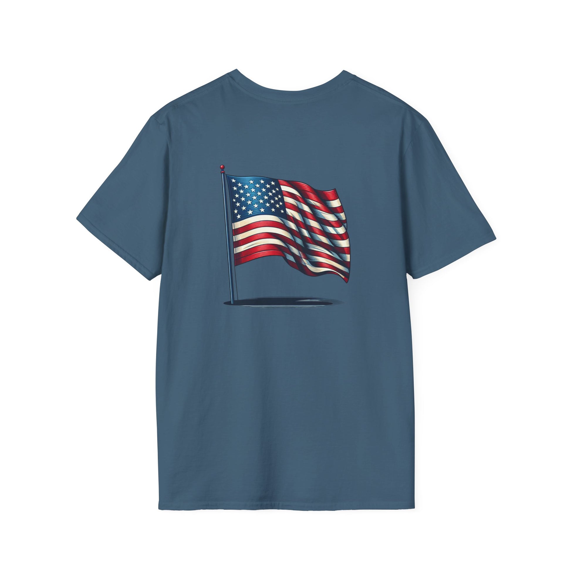 Patriotic Unisex Softstyle T-Shirt, American Flag Tee, USA Pride Shirt, Perfect for Independence Day, Casual Wear - TRV