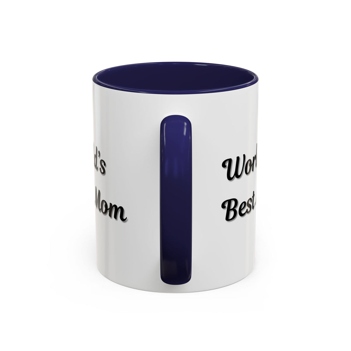 Black-trim ceramic mug with "World's Best Mom" message, ideal for Mother's Day, by Printify.