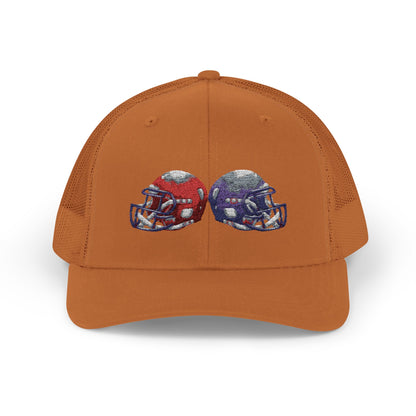 Sporty Snapback Trucker Cap with Football Helmets, Baseball Cap, Outdoor Activity Hat, Gift for Sports Fans, Team Spirit Wear - TRV