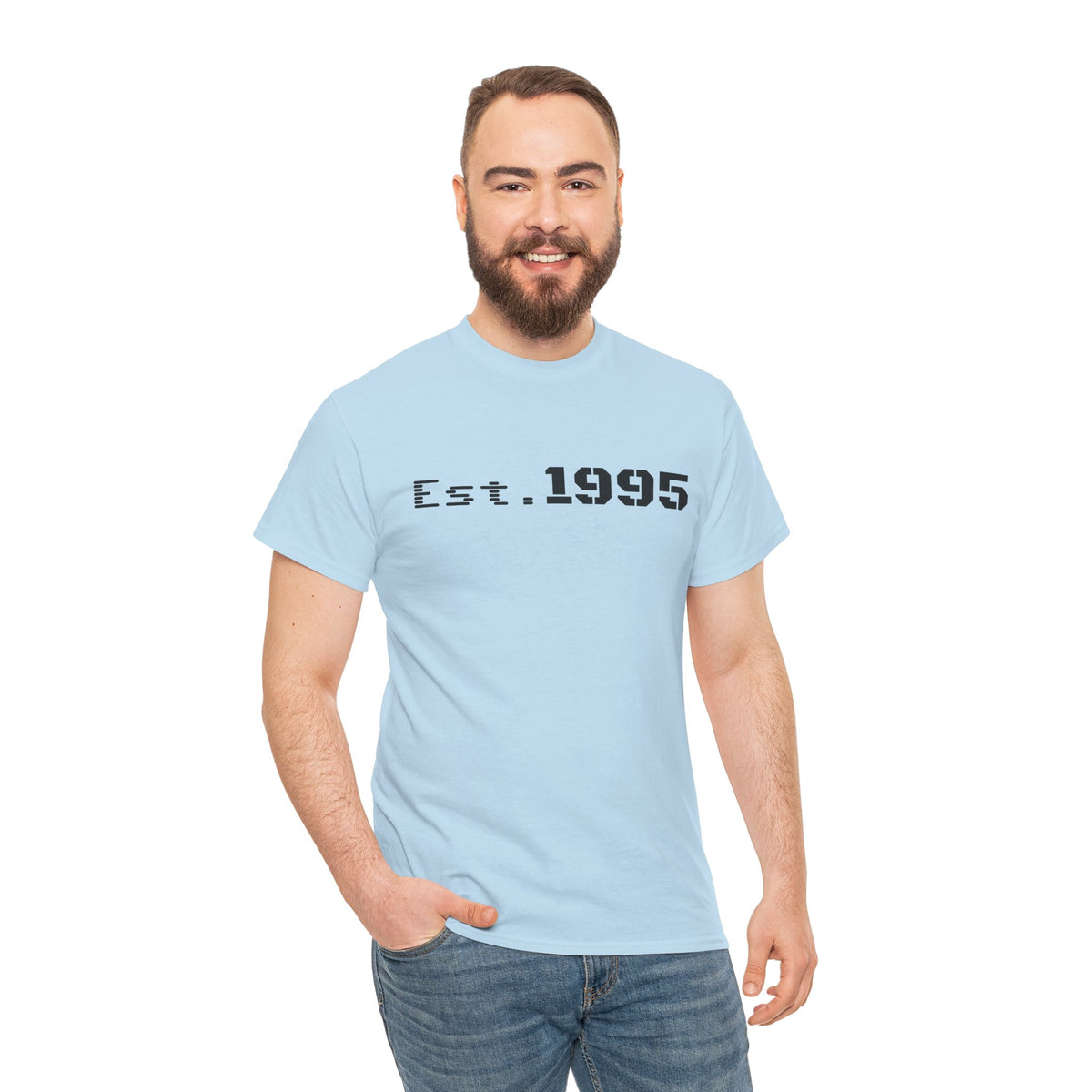 Vintage Est. 1995 T-shirt by Printify featuring minimalist design and born in 1995 birthday theme on a classic white tee.
