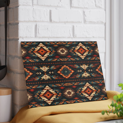 Southwest Aztec Glass Cutting Board – Rustic Tribal Pattern Kitchen Board