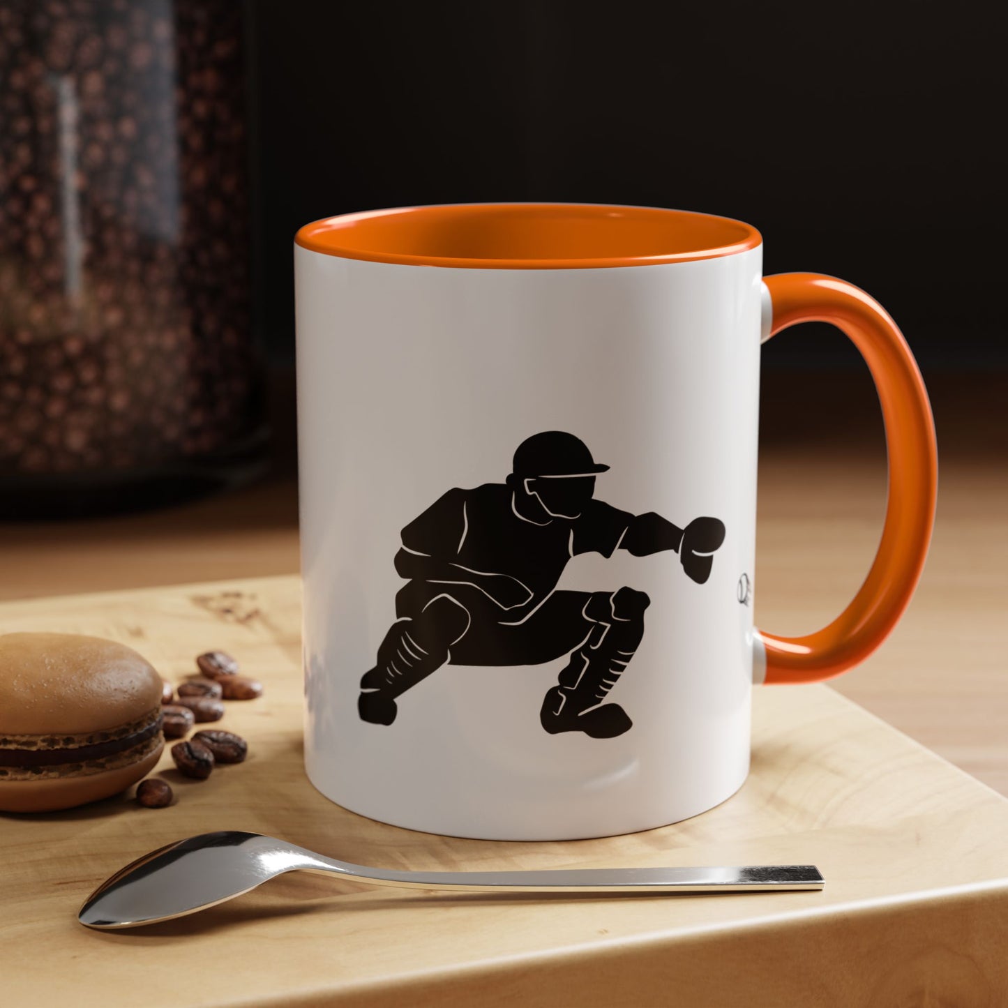 Baseball Catcher Coffee Mug, Sports Gift for Coaches, Black Accent Mug for Fans, Perfect for Birthdays & Celebrations, Unique Cup - TRV
