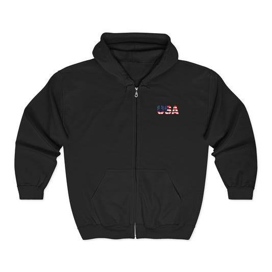 USA Flag Full‑Zip Hoodie — American Patriotic Zip-Up Sweatshirt