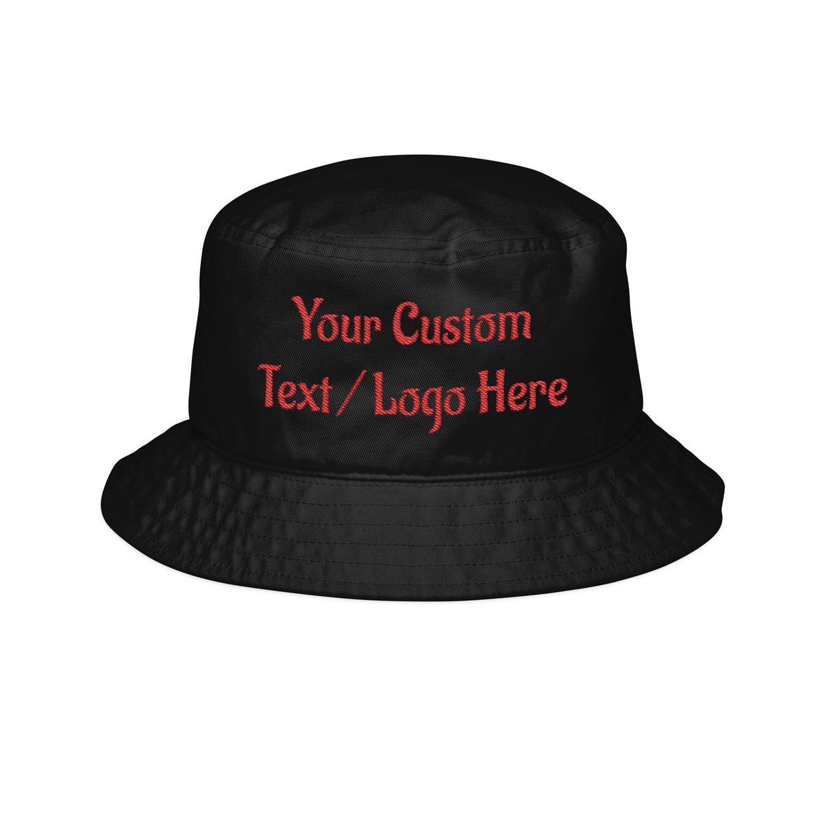 Embroidered personalized bucket hat by Printify featuring custom text, stylish sun hat perfect for sun protection and fashion.