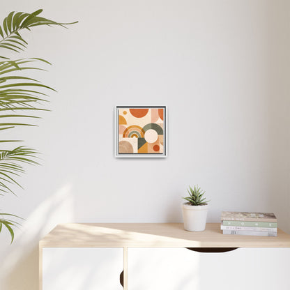 Abstract Terracotta Geometric Rainbow Matte Canvas Framed