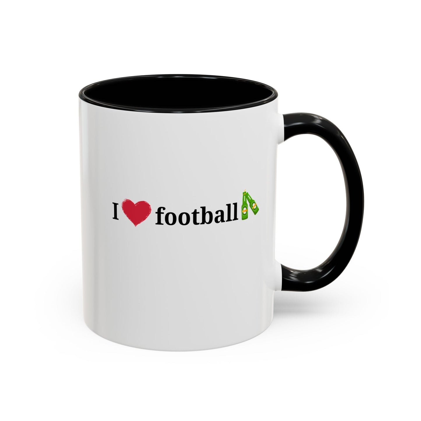 I Love Football Accent Coffee Mug, Perfect Gift for Sports Lovers, Football Enthusiasts, Unique Mug for Game Days, Home or Office Decor - TRV