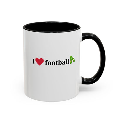 I Love Football Accent Coffee Mug, Perfect Gift for Sports Lovers, Football Enthusiasts, Unique Mug for Game Days, Home or Office Decor - TRV