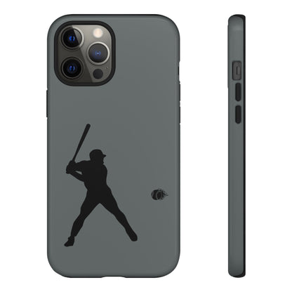 Black baseball silhouette tough phone case for iPhone, protective and sporty design by Printify.