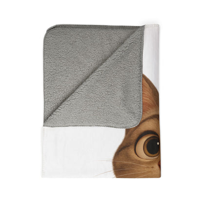 Soft Cozy Cat Sherpa Blanket by Printify, warm throw with cat print perfect for snuggling and gift for cat lovers.