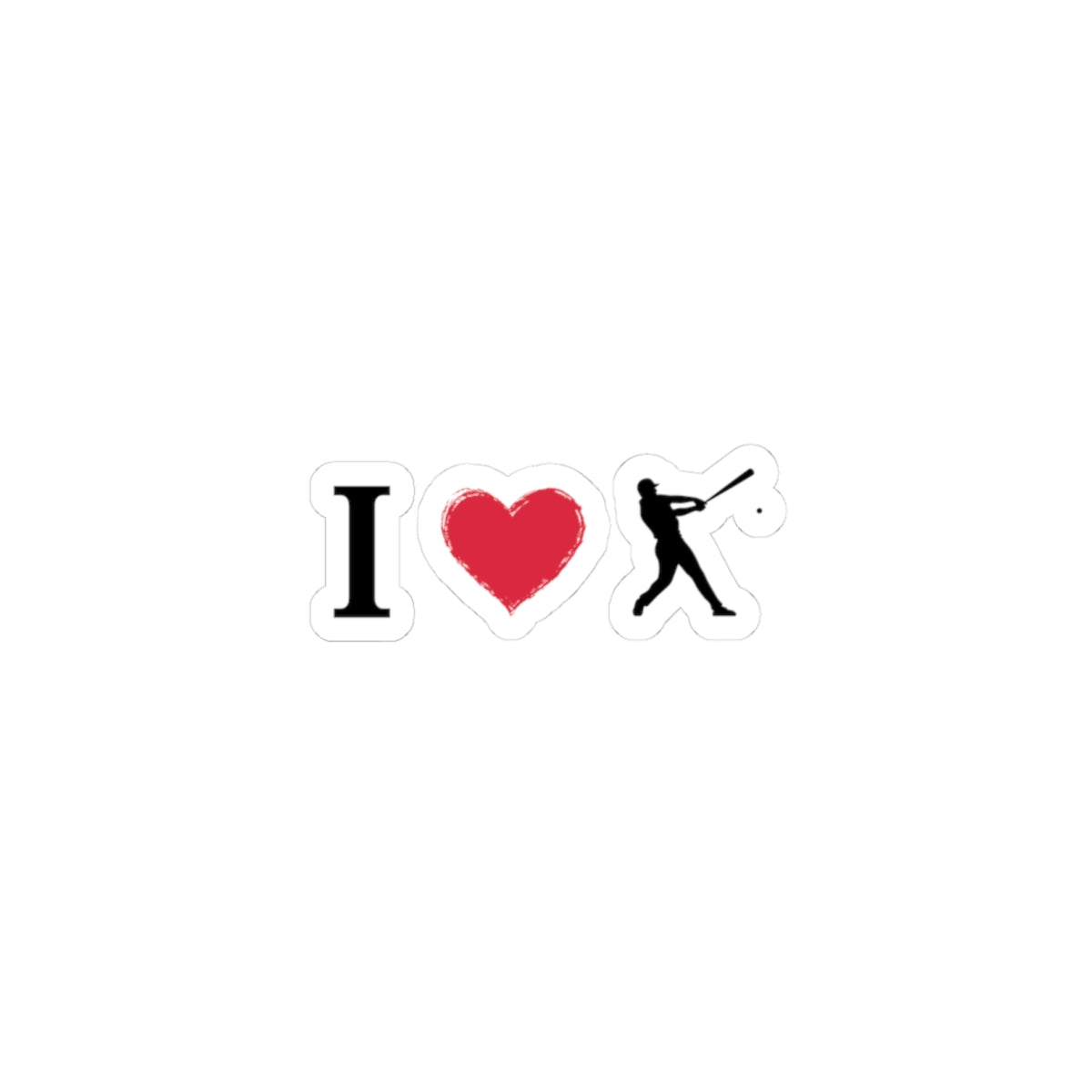 I Love Baseball Kiss-Cut Stickers | Sports Gear, Custom Decals, Laptop Stickers, Gift for Athletes, Motivational Decor - TRV
