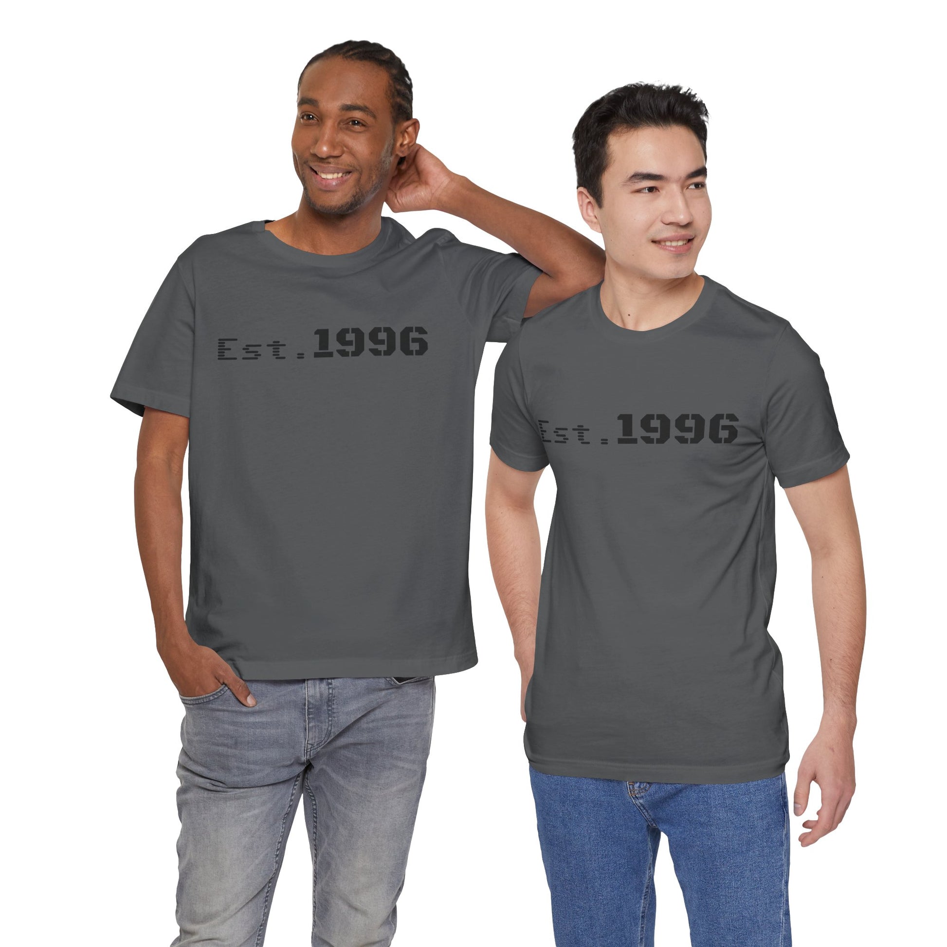Vintage Est. 1996 T-shirt by Printify featuring a retro design, perfect as a birthday gift for someone born in 1996.