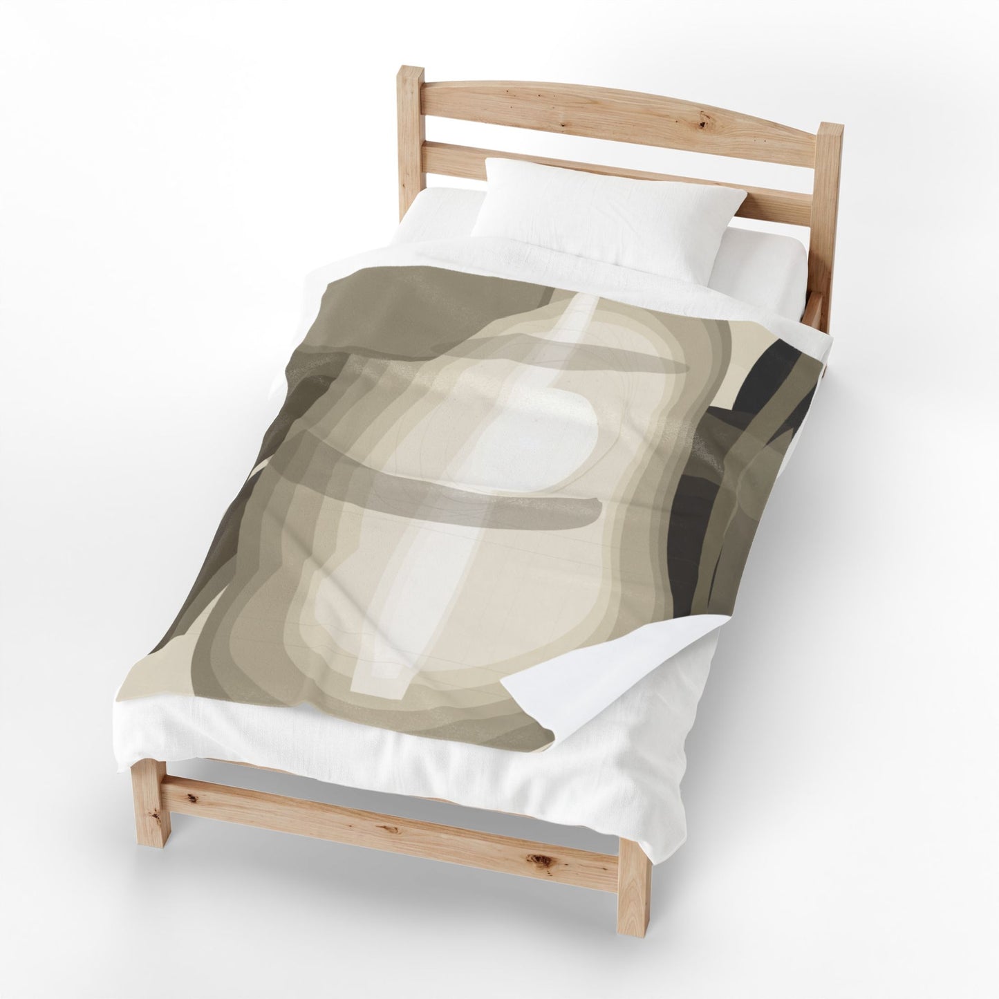 Abstract Neutral Shapes Velveteen Plush Blanket | Modern Minimalist Art
