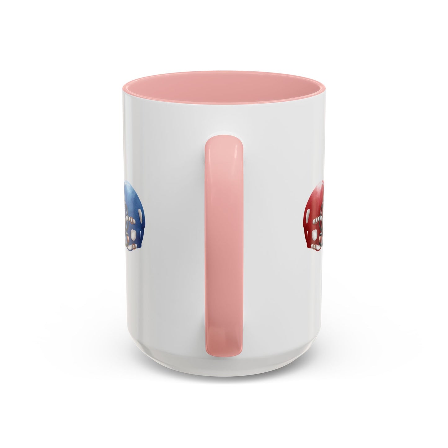 Football Helmet Coffee Mug — Red vs Blue Rivalry Accent Mug (11/15oz)