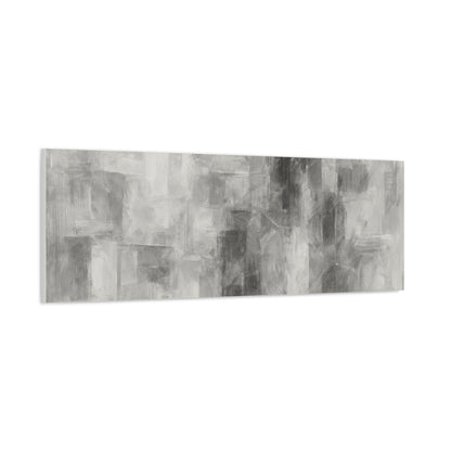 Abstract grey brushstroke canvas wall art on neutral modern matte stretched canvas, by Printify.