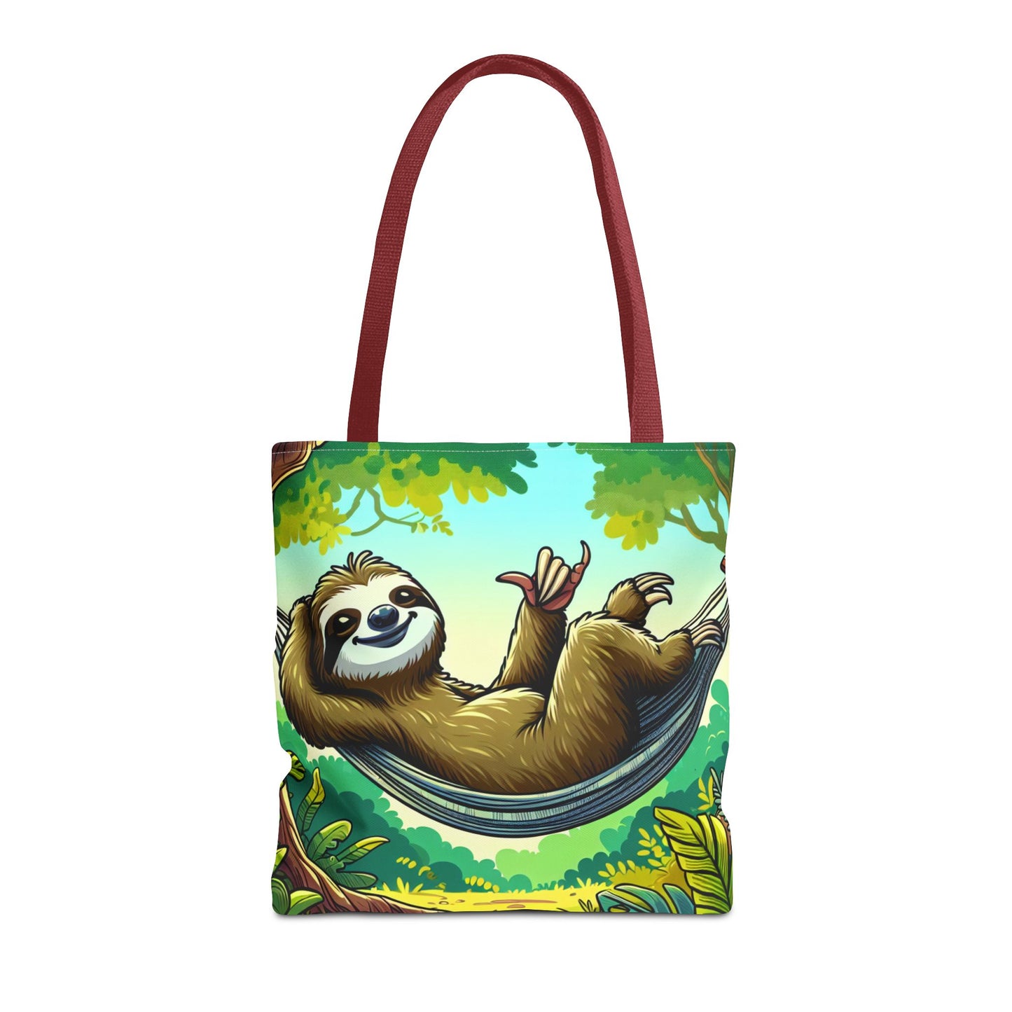 Eco-friendly sloth tote bag by Printify featuring a cute sloth design, perfect for animal lovers and casual carry.