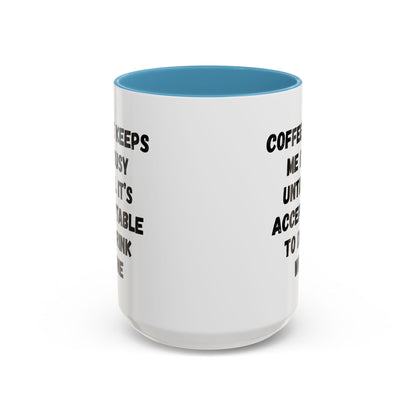 Funny Coffee Mug - "Coffee Keeps Me Busy Until It's Acceptable to Drink Wine" - Great for Mornings, Gifts, Office, Relaxation, Home