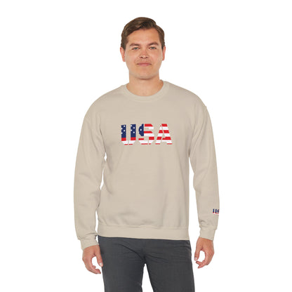 USA Flag Unisex Crewneck Sweatshirt, Cozy Apparel, Casual Wear, Independence Day Gift, Americana Style