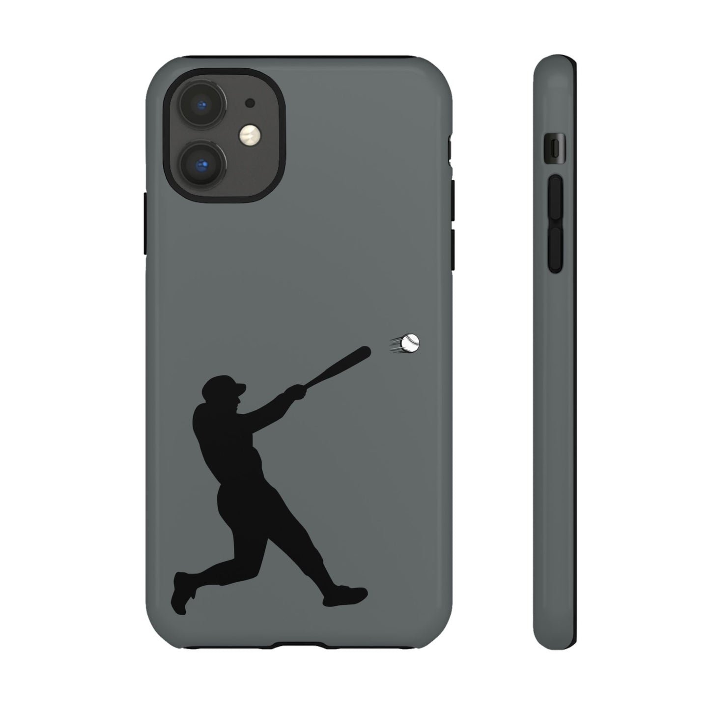 Printify baseball batter phone case, tough protective smartphone cover featuring a baseball player design for fans.