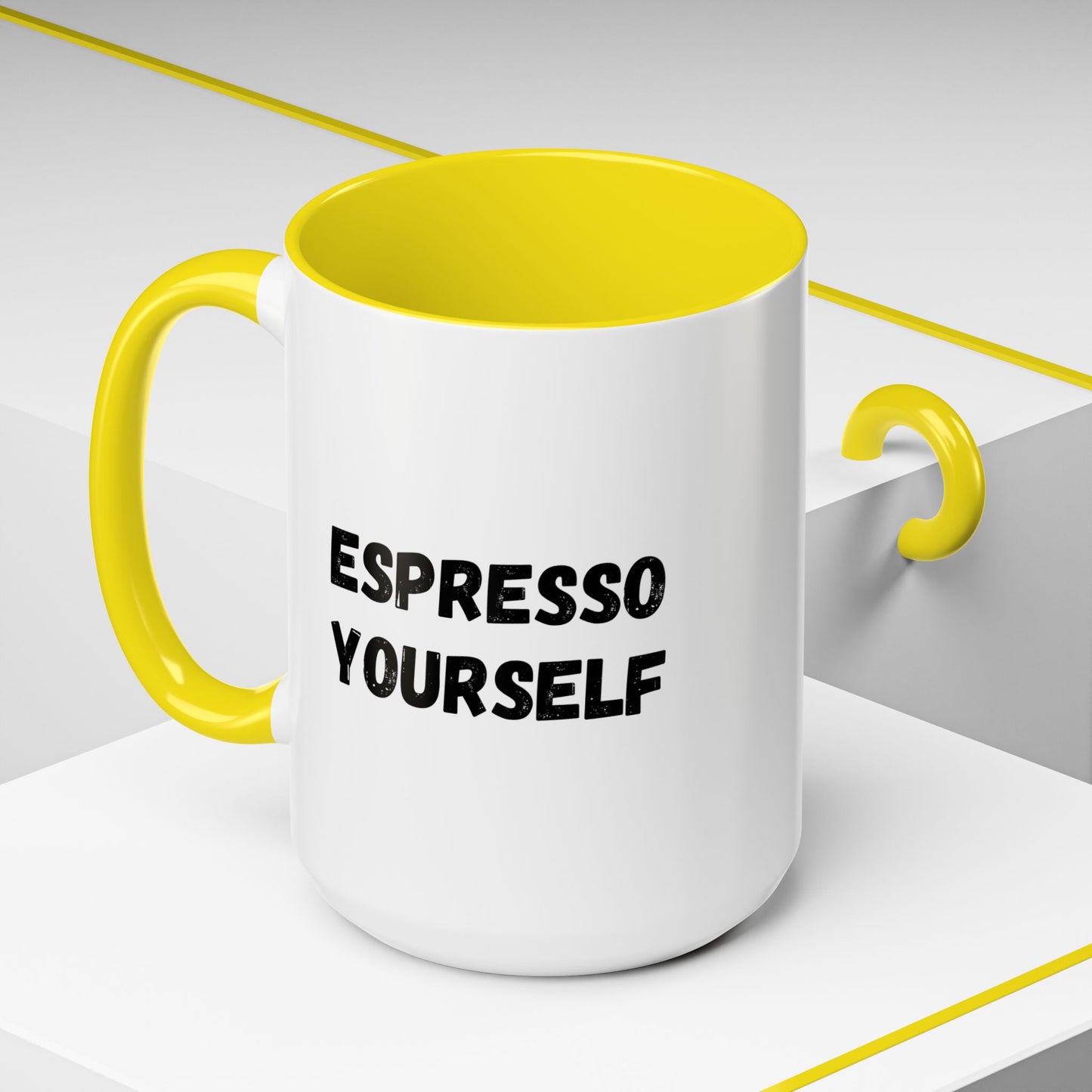 Espresso Yourself Coffee Mug - Fun Black Accented Mug for Coffee Lovers, Great Gift for Birthdays, Christmas, and Housewarming
