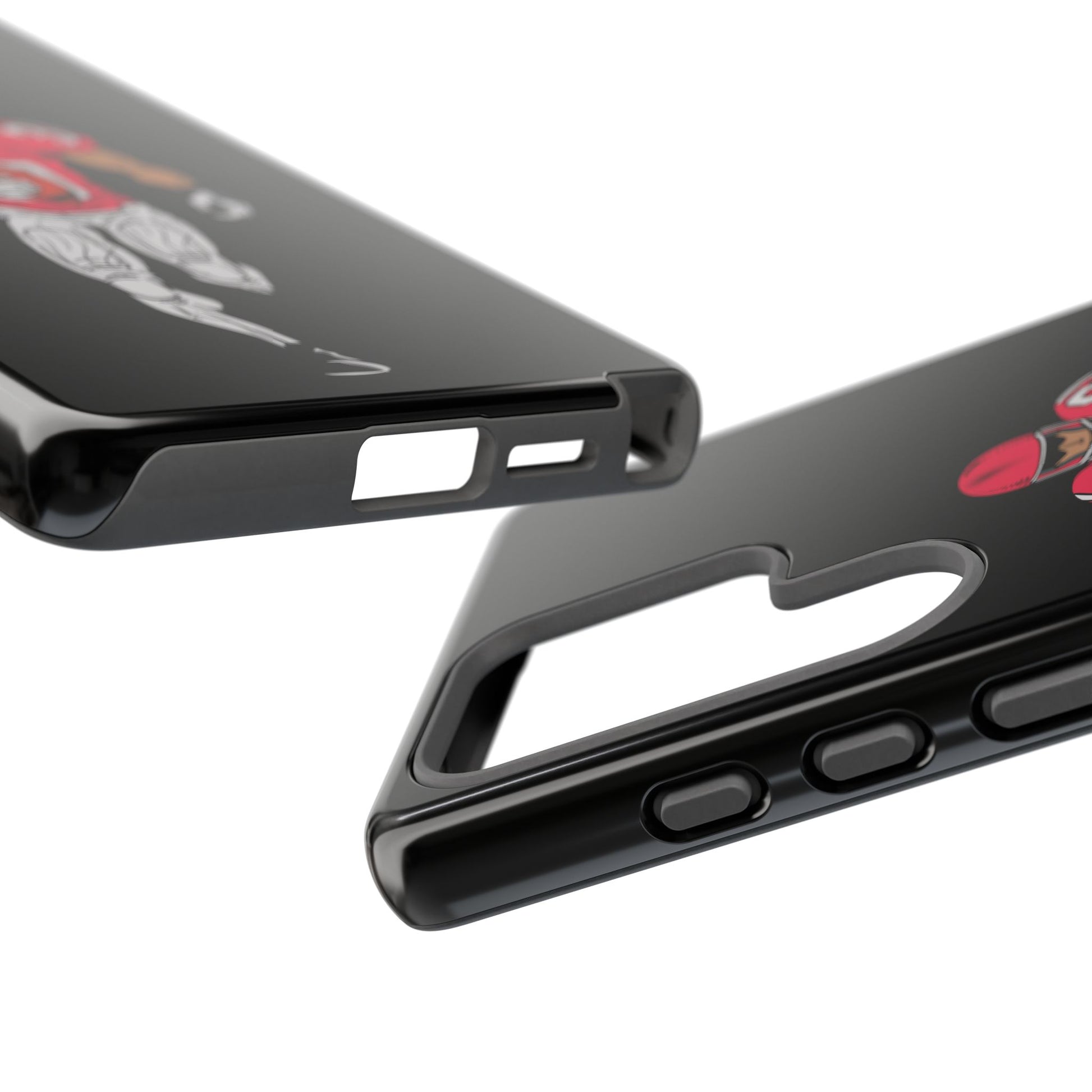 Black football player tough phone case for iPhone, durable protective sports design by Printify.