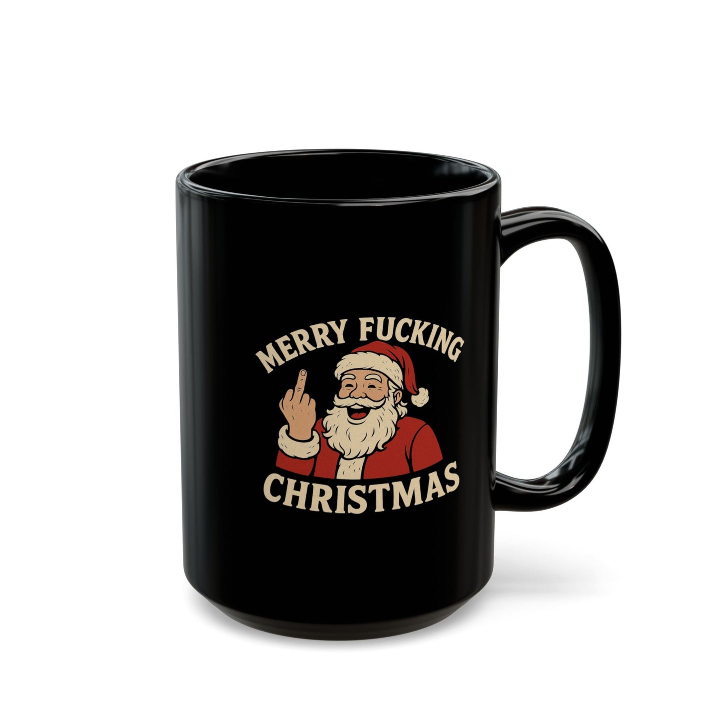 Mug — "Merry Fucking Christmas" Funny Santa Coffee Mug (Black, 11/15oz)