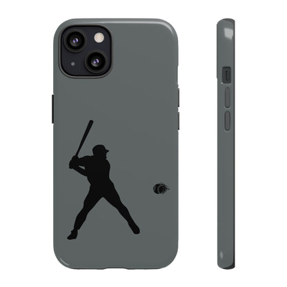 Black baseball silhouette tough phone case for iPhone, durable protective cover with sporty design by Printify.