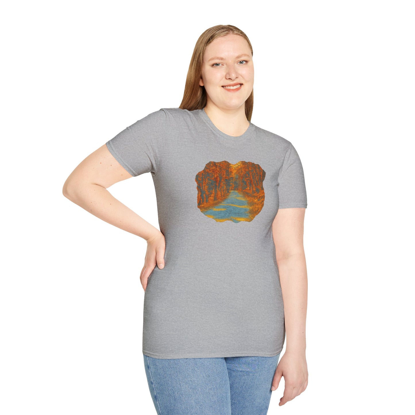Autumn Pathway Unisex Softstyle T-Shirt, Cozy Fall Shirt, Nature Lover Tee, Scenic Route Top, Gift for Hikers, Casual Wear, Outdoor [...]