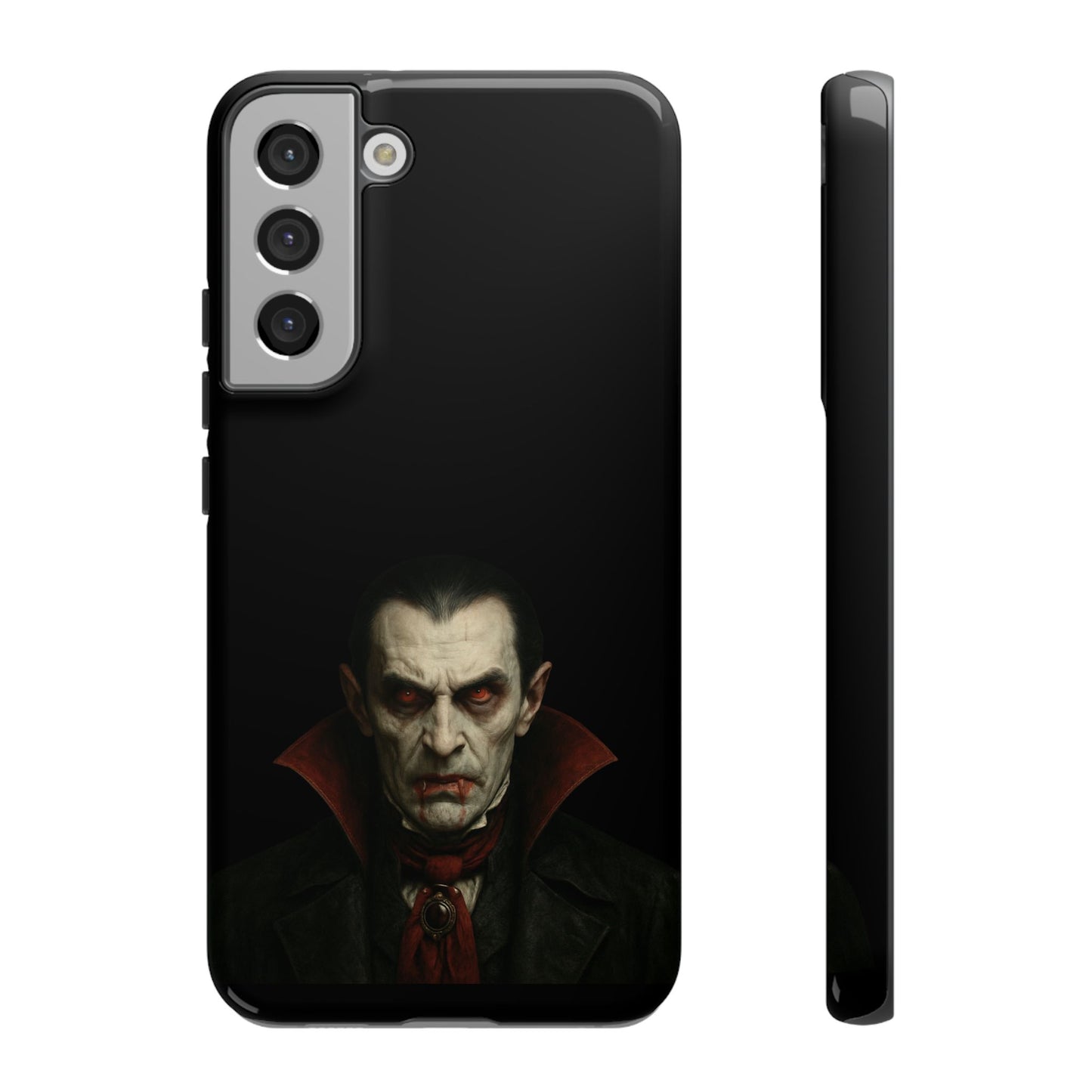 Gothic vampire portrait phone case for iPhone featuring Dracula horror design, made by Printify.
