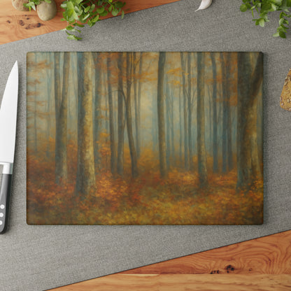 Autumn Woodland Misty Forest Glass Cutting Board - view 1