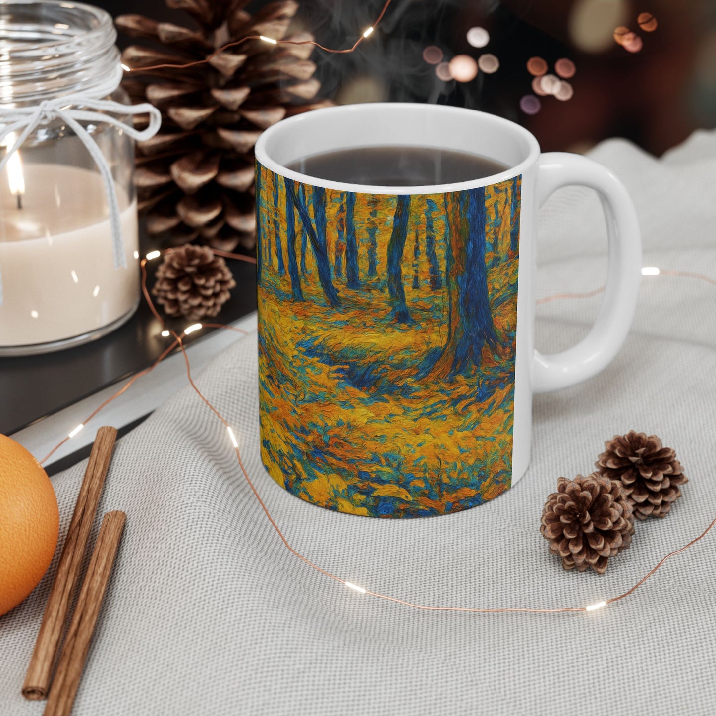 Ceramic Mug - Autumn Forest, Cozy Drinks, Hot Beverages, Nature Lovers Gift, Fall Decor - TRV