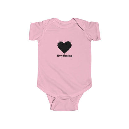 Printify Tiny Blessing infant bodysuit for babies, soft kids clothes, adorable baby gift for new parents, with cute design.