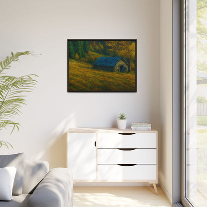 Framed Matte Canvas Print, Rustic Artwork, Farmhouse Decor, Nature Wall Art, Gift for Home, Autumn Decor, Landscape Painting