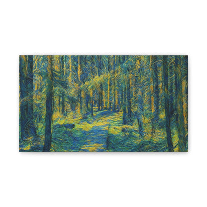 Sunlit Forest Path Canvas — Impressionist Woodland Wall Art